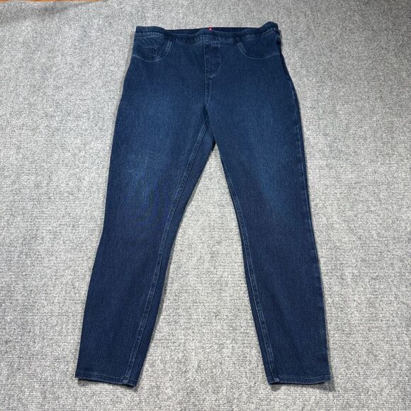 Spanx Jeans Womens 1X Skinny Ankle Blue Darkwash High Rise Pull On - Picture 1 of 9